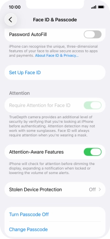 Press Turn Passcode Off and key in the phone lock code.