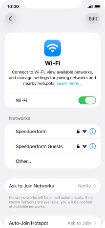 Press the required Wi-Fi network and key in the password for the Wi-Fi network.