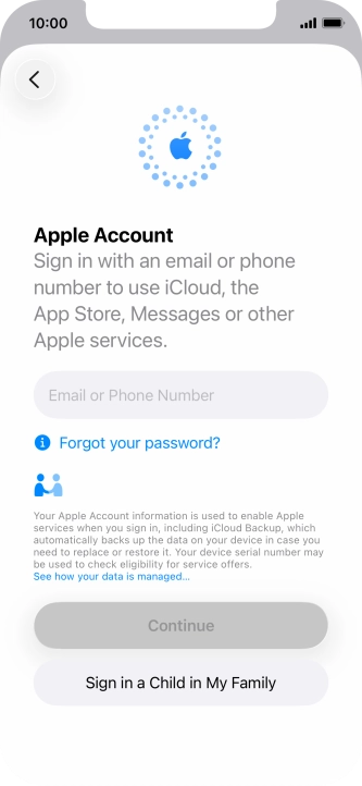Press Email or Phone Number and key in the username for your Apple Account.