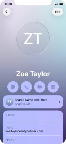 Press Shared Name and Photo.