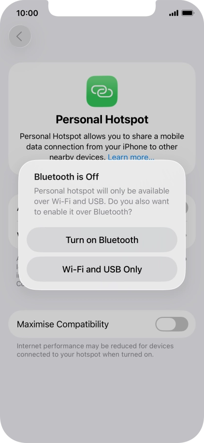 If Wi-Fi is turned on, press Wi-Fi and USB Only.