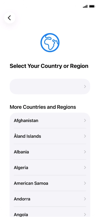 Press the required country or area.