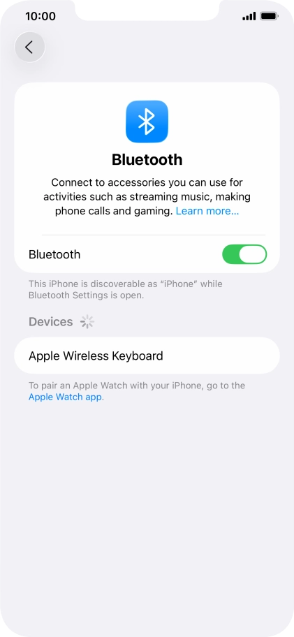Press the required Bluetooth device and follow the instructions on the screen to pair the device with your phone.