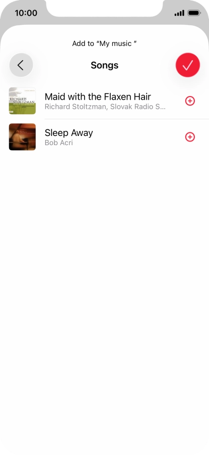 Go to the required category and press the add icon next to the required audio file.