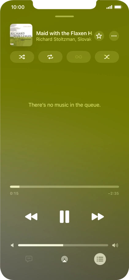 Press the shuffle icon to turn the function on or off.