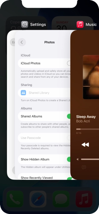 Slide upwards on the required application to end it.