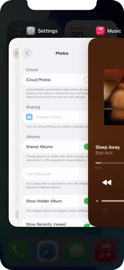 Slide upwards on the required application to end it.