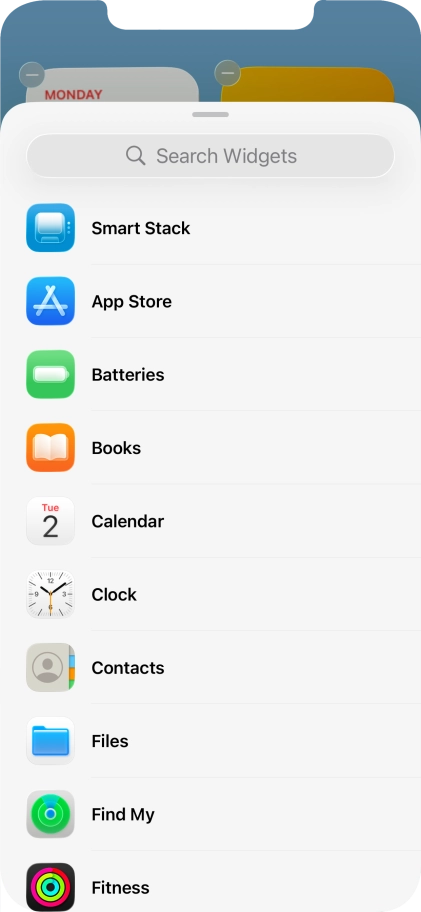 Press the required widget.