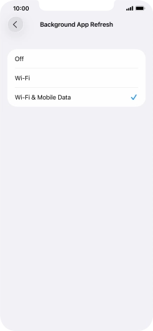 To turn off background refresh of apps, press Off.