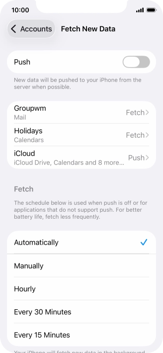 If you turn off the function, press the required setting.