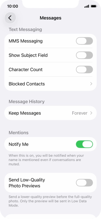 Press the indicator next to 