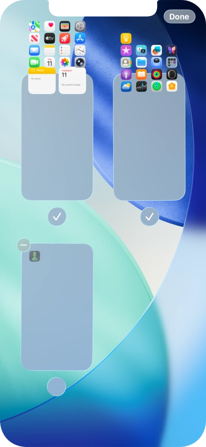 Press the delete icon next to the required home screen page.