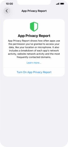 Press Turn On App Privacy Report to turn on the function.