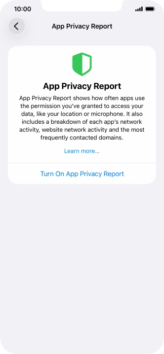 Press Turn On App Privacy Report to turn on the function.
