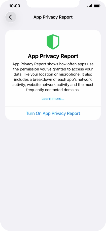 Press Turn On App Privacy Report to turn on the function.