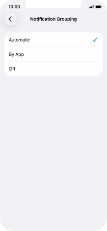 Press the required setting.