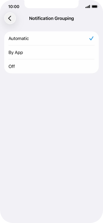 Press the required setting.