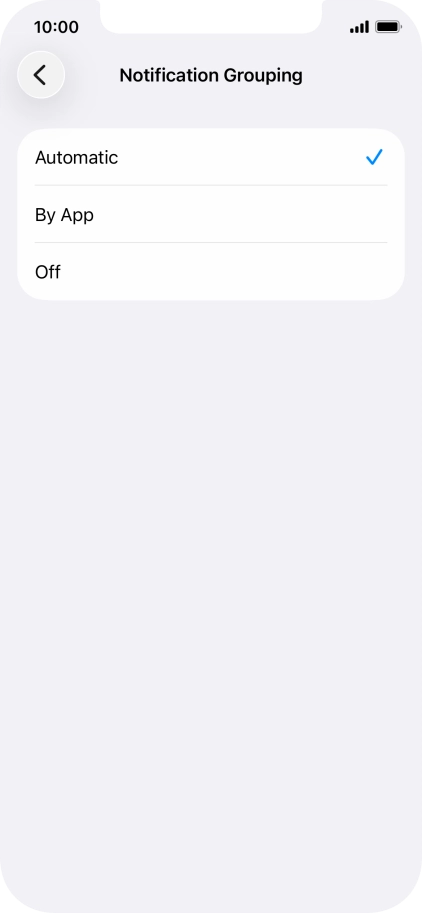 Press the required setting.