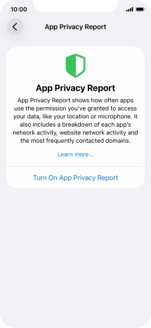 Press Turn On App Privacy Report to turn on the function.