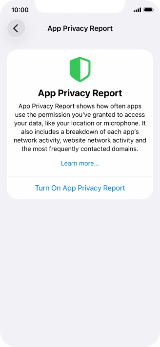 Press Turn On App Privacy Report to turn on the function.