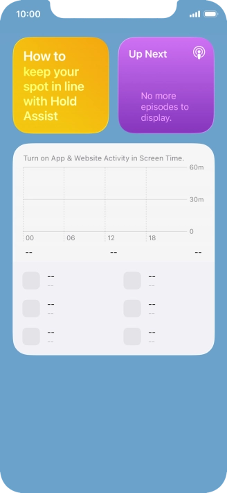 Slide your finger up or down on the screen to see more widgets.