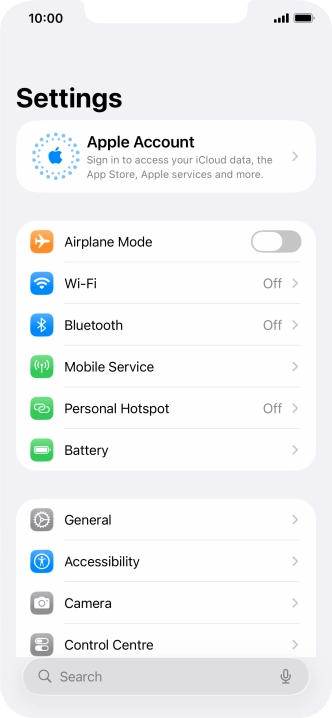 Press Apple Account.