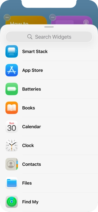 Press the required widget.
