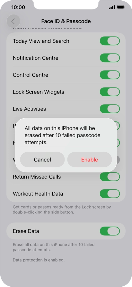 If you turn on the function, press Enable.