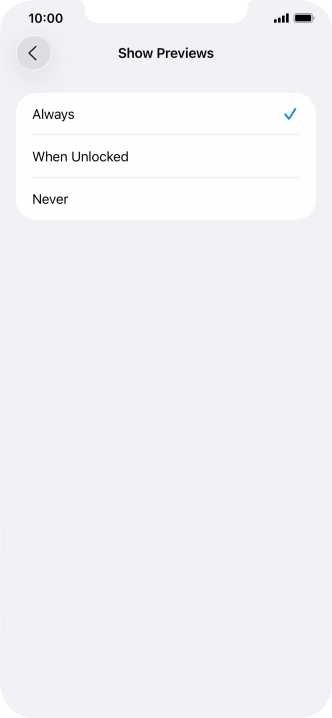 To select notification preview on the lock screen, press Always.