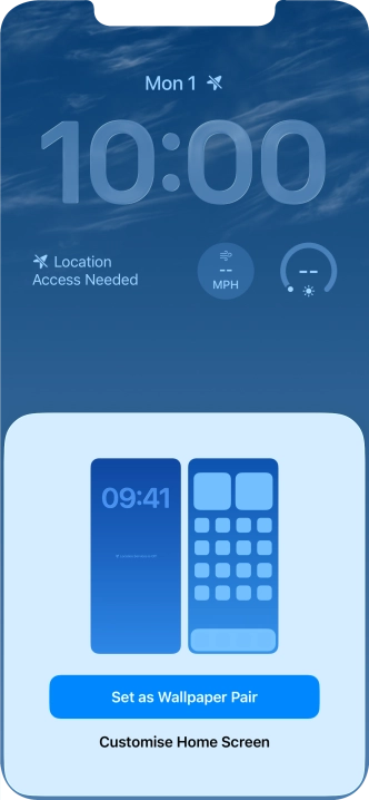 To use the same colour theme on the home screen, press Set as Wallpaper Pair.