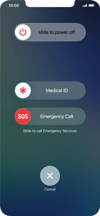 Press and drag the power off icon right.