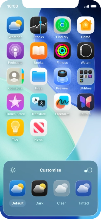 Press the required setting to select the size of app icons on the home screen.