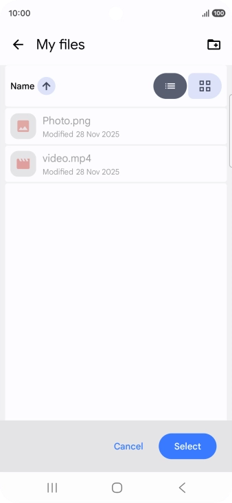To create a new folder, press the new folder icon and follow the instructions on the screen to create a new folder.