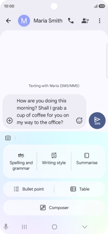 To change the writing style of your text, press Writing style and follow the instructions on the screen to use the function.