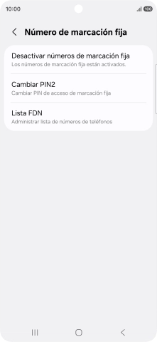 Pulsa Desactivar números de marcación fija.