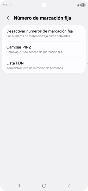 Pulsa Desactivar números de marcación fija.