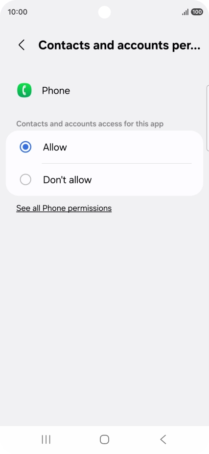 Press the required setting.