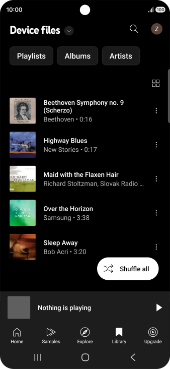 Press the required audio file. Press the required audio file.