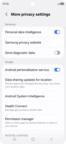 Press Permission manager.