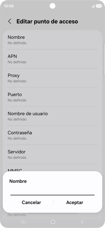 Introduce Vodafone Internet y pulsa Aceptar.