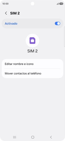 Pulsa el indicador para activar o desactivar el uso de la línea móvil (SIM).