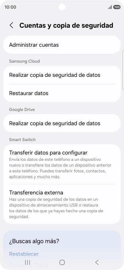 Pulsa Administrar cuentas.