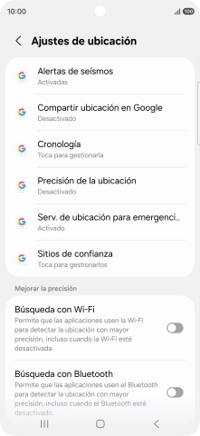 Pulsa Precisión de la ubicación.