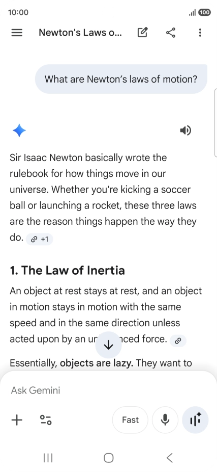 Transcription of the conversation with Gemini Live is now displayed. Transcription of the conversation with Gemini Live is now displayed.