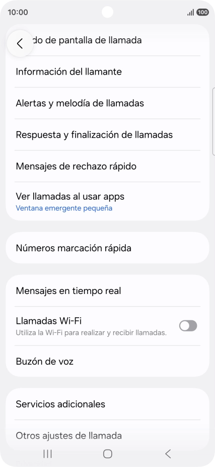 Pulsa Servicios adicionales.