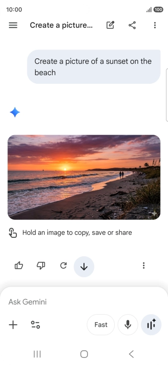 You can also ask Gemini to generate a picture based on your description. You can also ask Gemini to generate a picture based on your description.