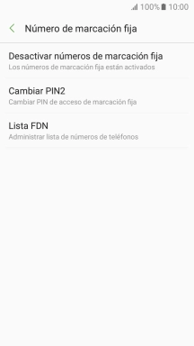 Pulsa Desactivar números de marcación fija para desactivar la marcación fija.