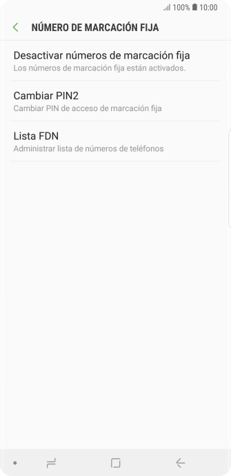 Pulsa Desactivar números de marcación fija.