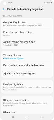 Pulsa Tipo de bloqueo e introduce el código de seguridad extra que has creado anteriormente.