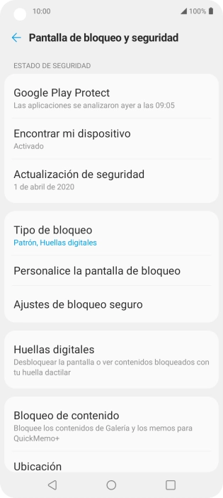 Pulsa Tipo de bloqueo e introduce el código de seguridad extra que has creado anteriormente.